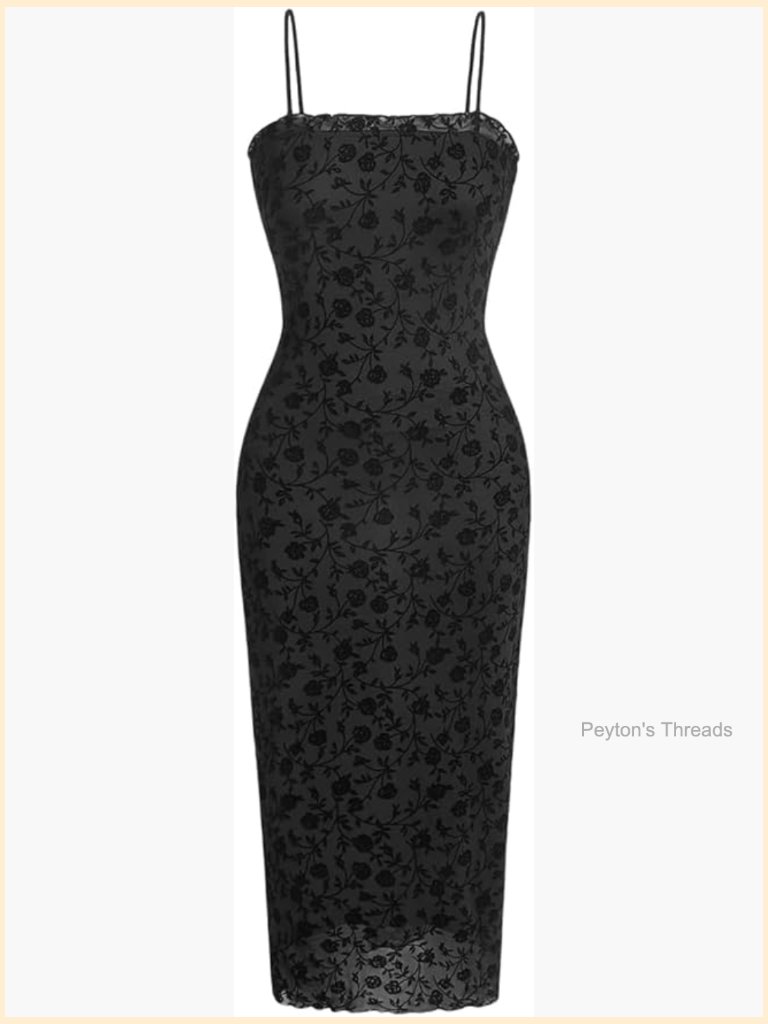 Floral Mesh Bodycon Cami Dress With Open Back